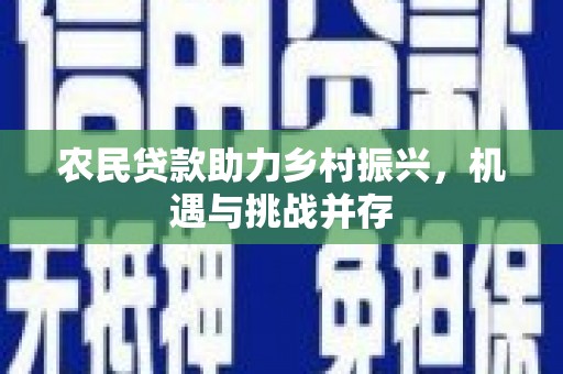 崁顶农民贷款助力乡村振兴，机遇与挑战并存