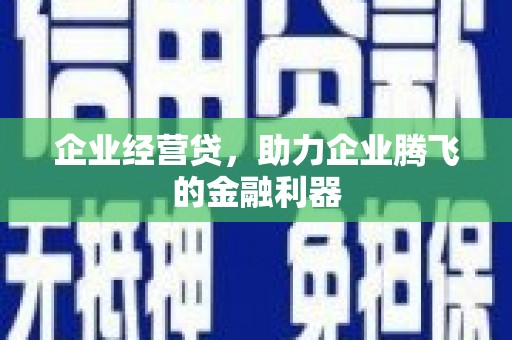 崁顶企业经营贷，助力企业腾飞的金融利器