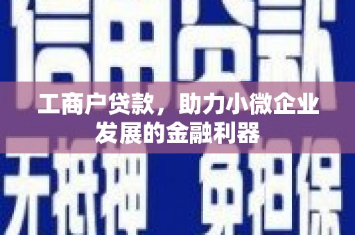 崁顶工商户贷款，助力小微企业发展的金融利器