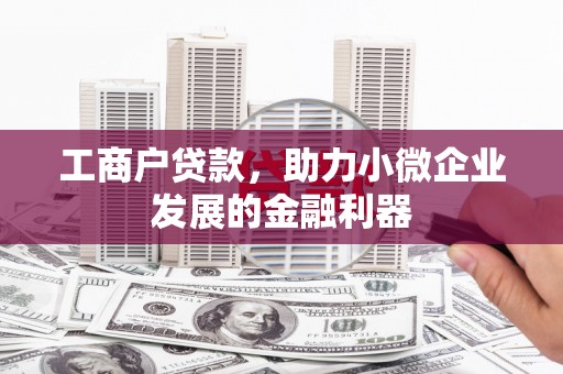 崁顶工商户贷款，助力小微企业发展的金融利器