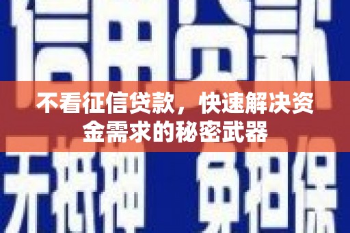 崁顶不看征信贷款，快速解决资金需求的秘密武器